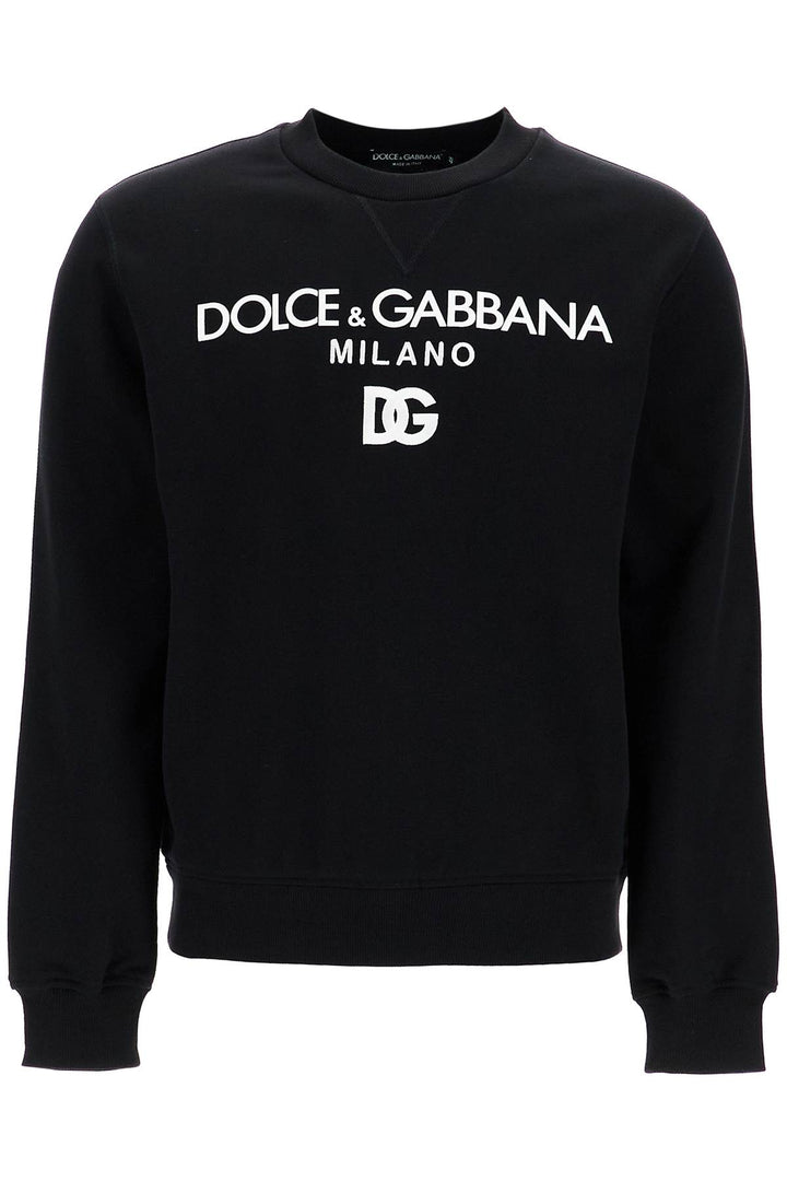 "round neck sweatshirt with dg embroidery and lettering-0