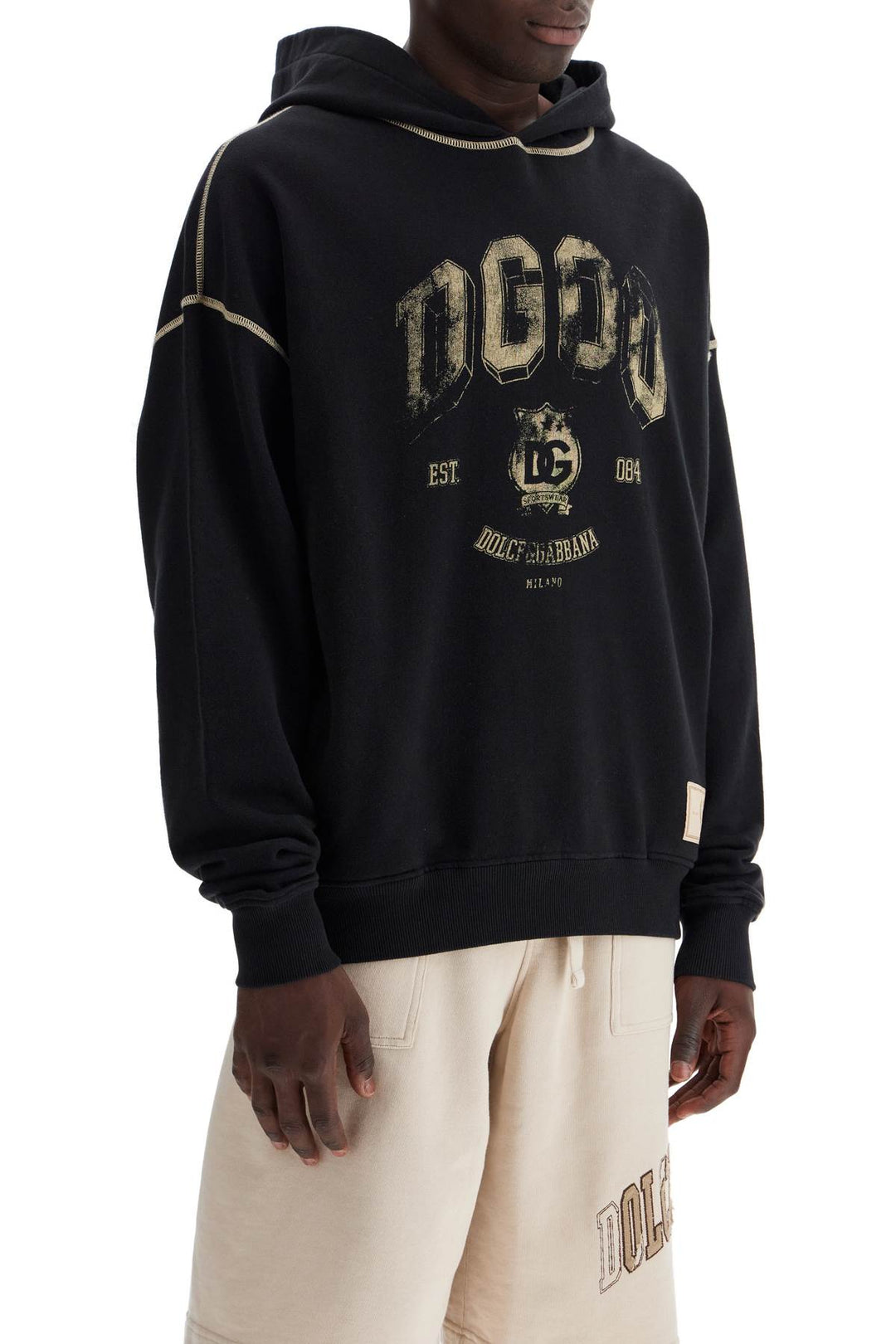 oversized hoodie with hood and logo print-1