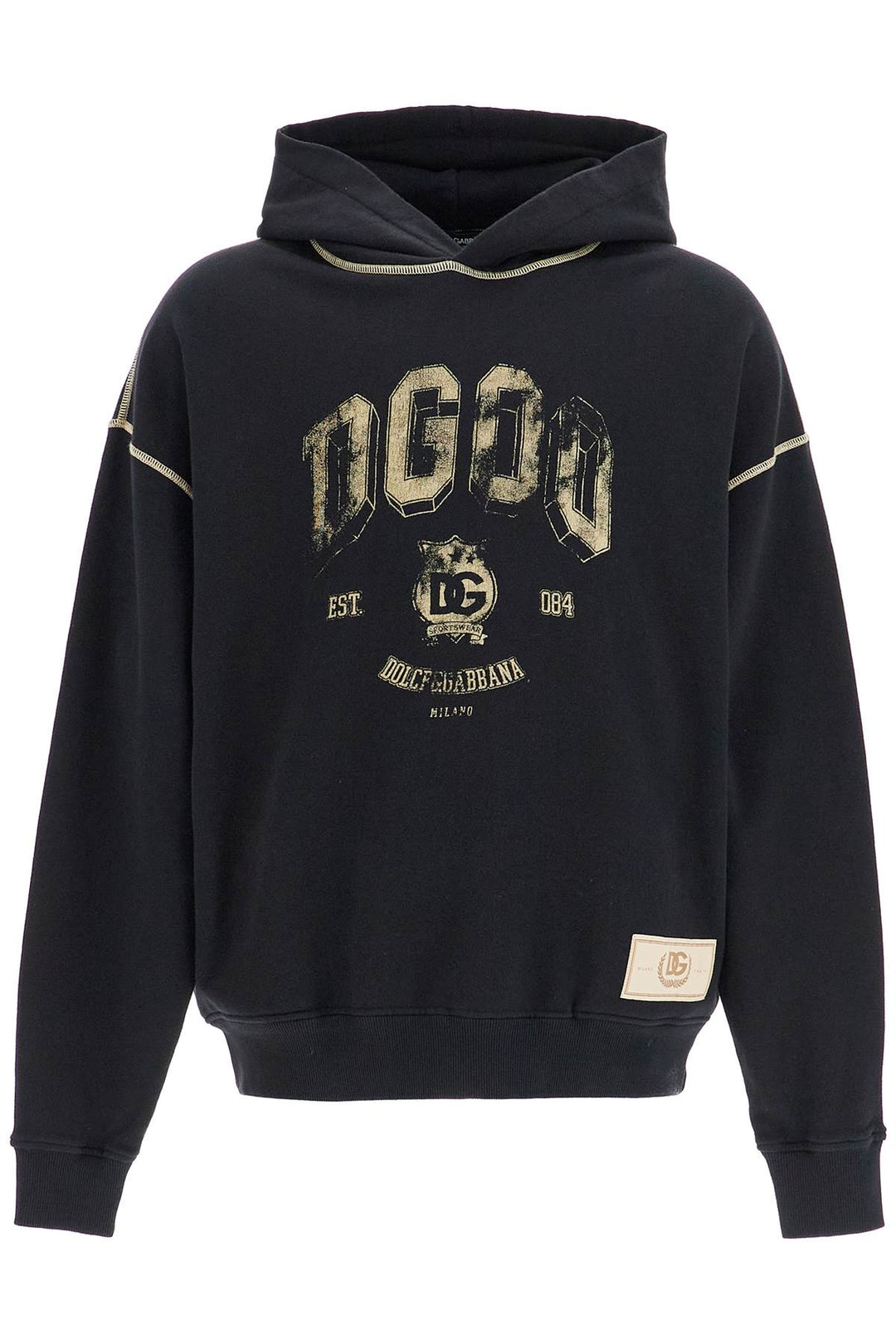 oversized hoodie with hood and logo print-0