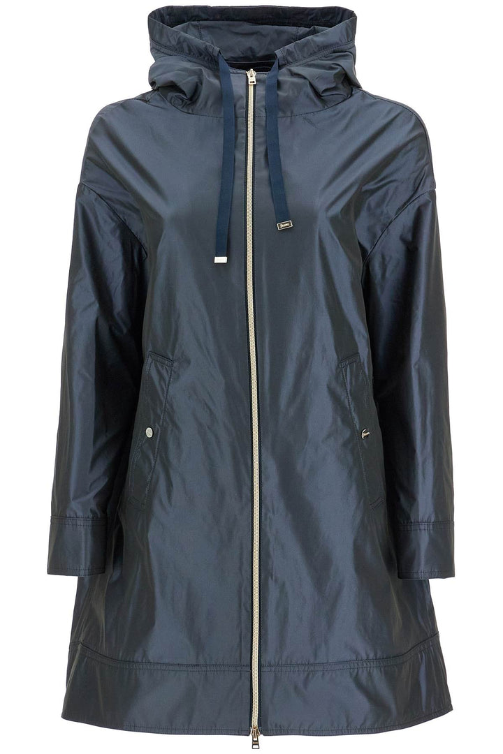 dark blue technical taffeta waterproof parka with hood-0