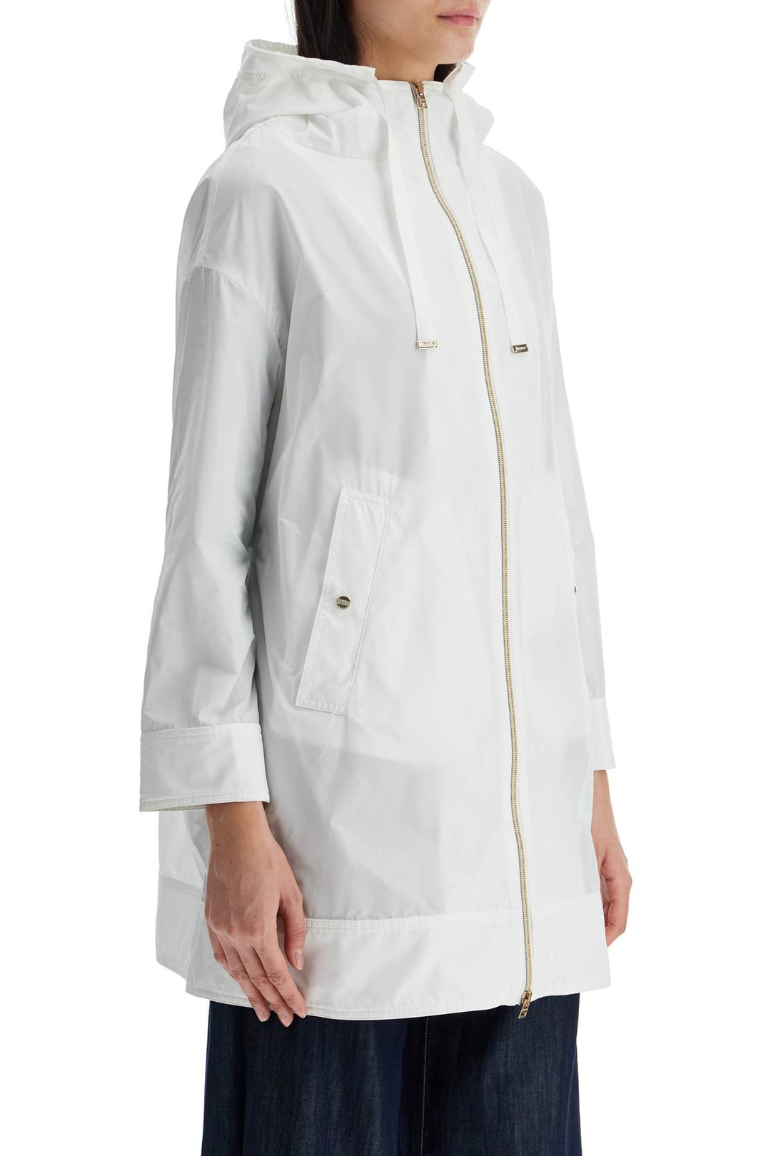 white waterproof 3/4 sleeve parka techn taffeta-1