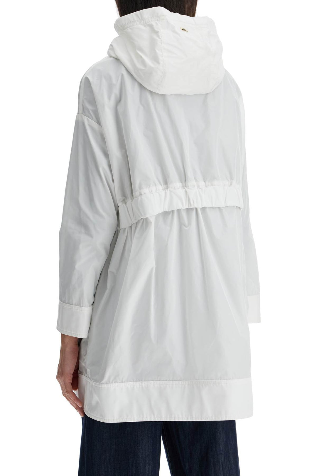 white waterproof 3/4 sleeve parka techn taffeta-2