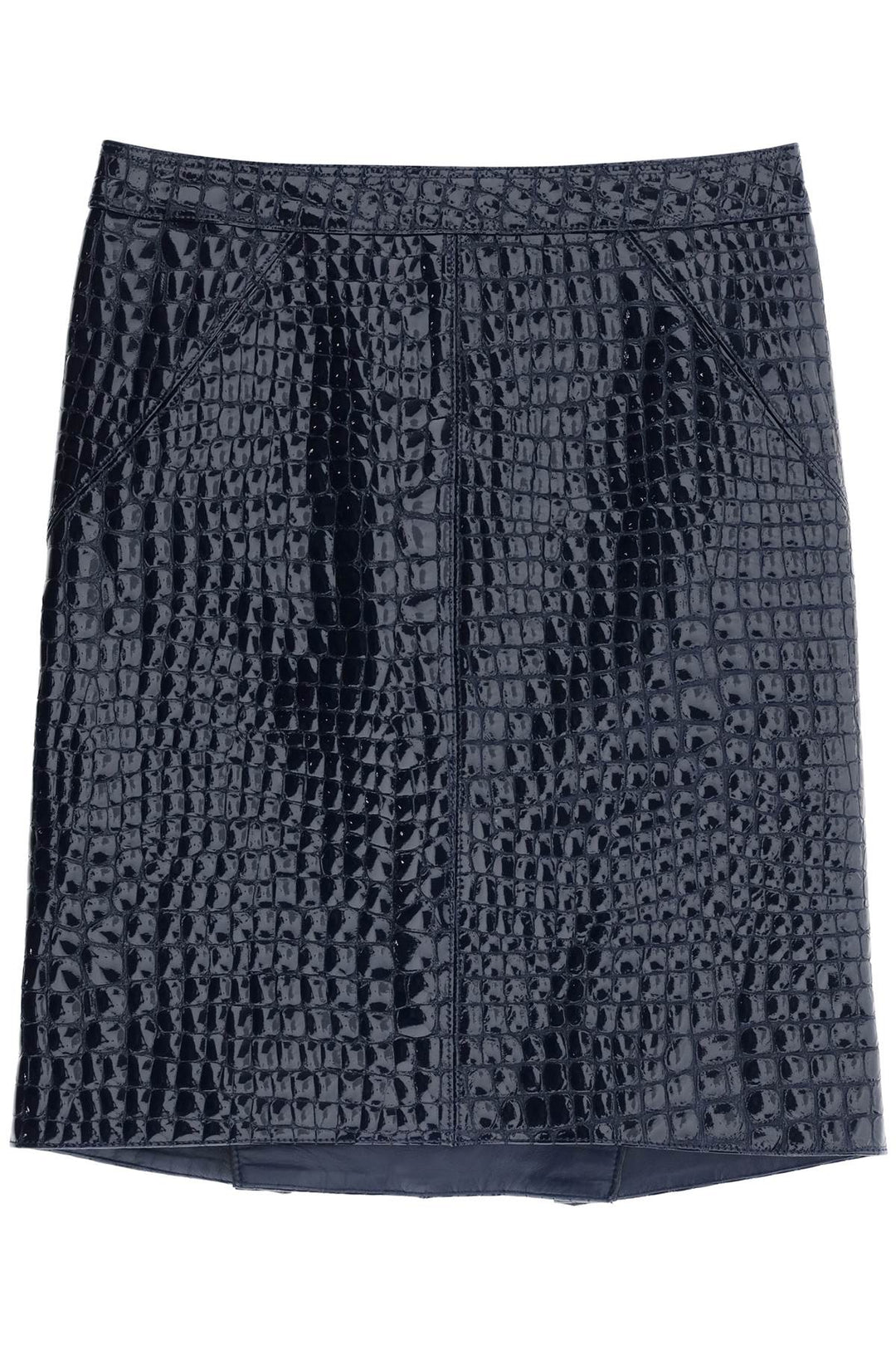 crocodile effect leather skirt-0