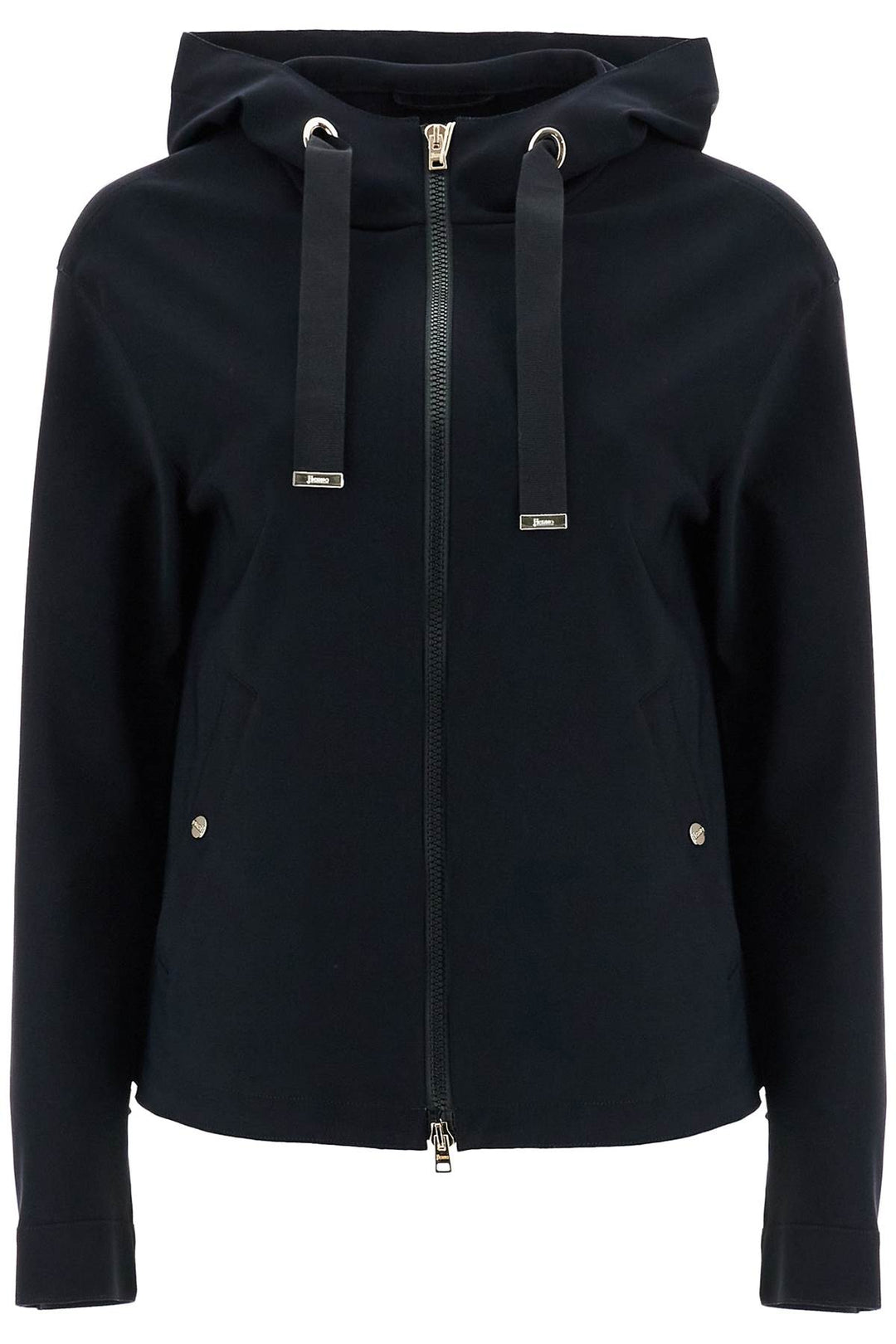 first-act short black jacket with hood-0