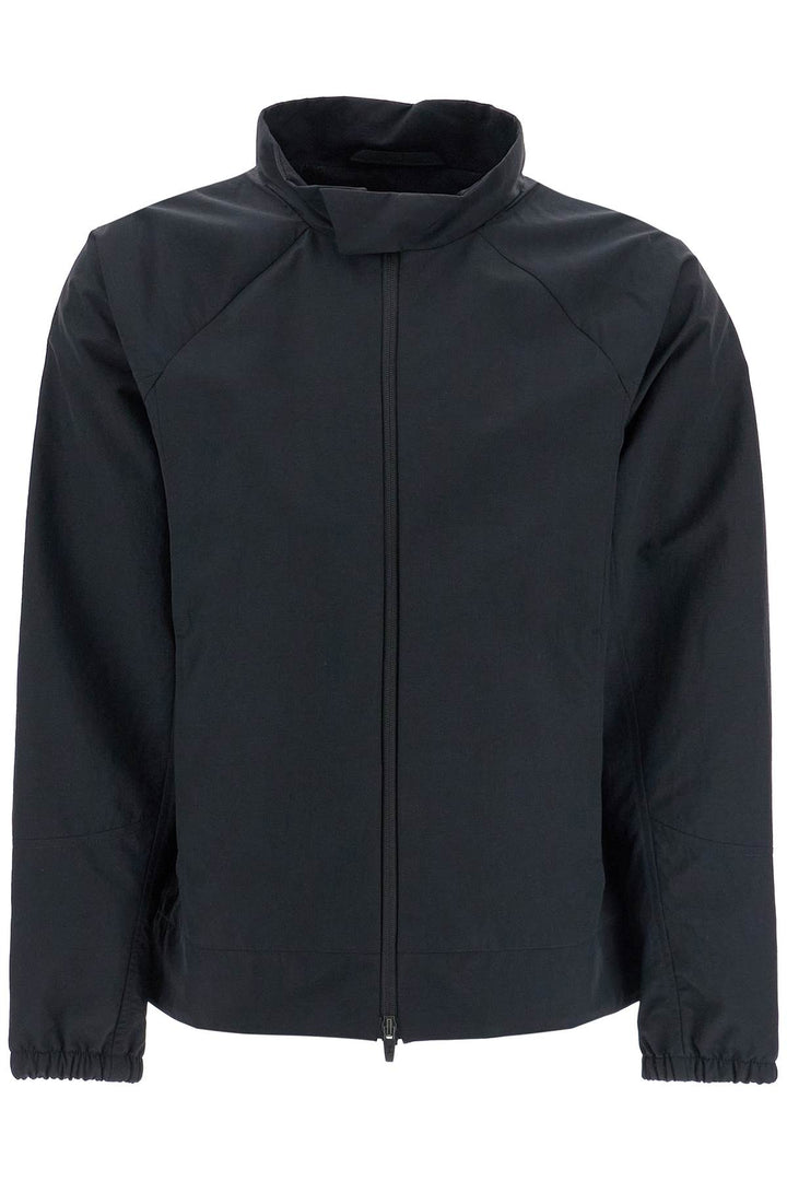 men's waterproof jacket in black polyamide with high collar-0