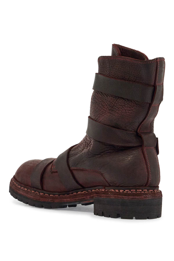 dark red horse leather boots with adjustable straps-2