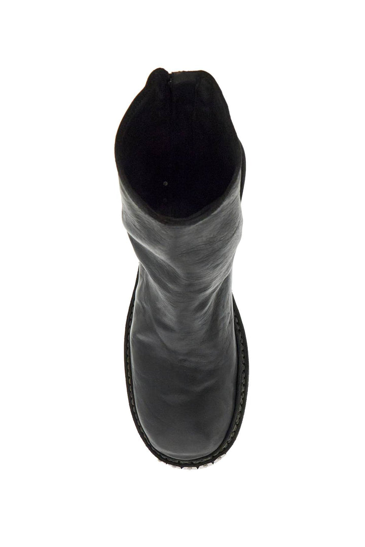 black horse leather high zip boots-1