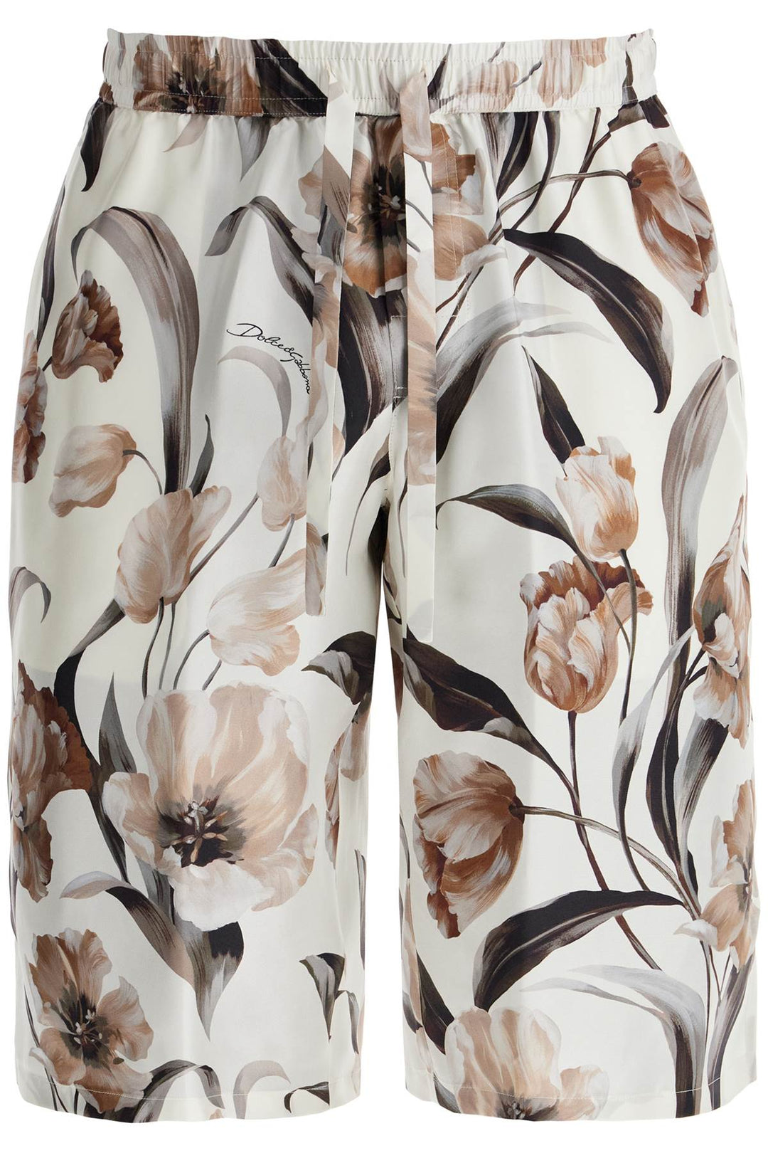 silk bermuda shorts with floral print set-0