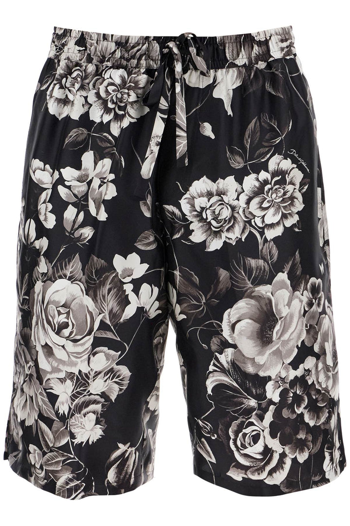 silk floral print bermuda shorts set-0