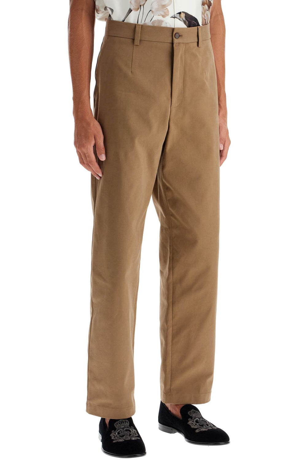 straight cotton stretch pants in 8-1