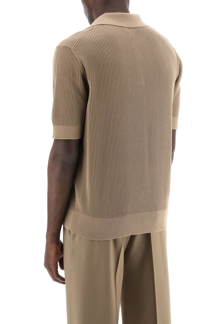 cotton ribbed perforated polo shirt-2