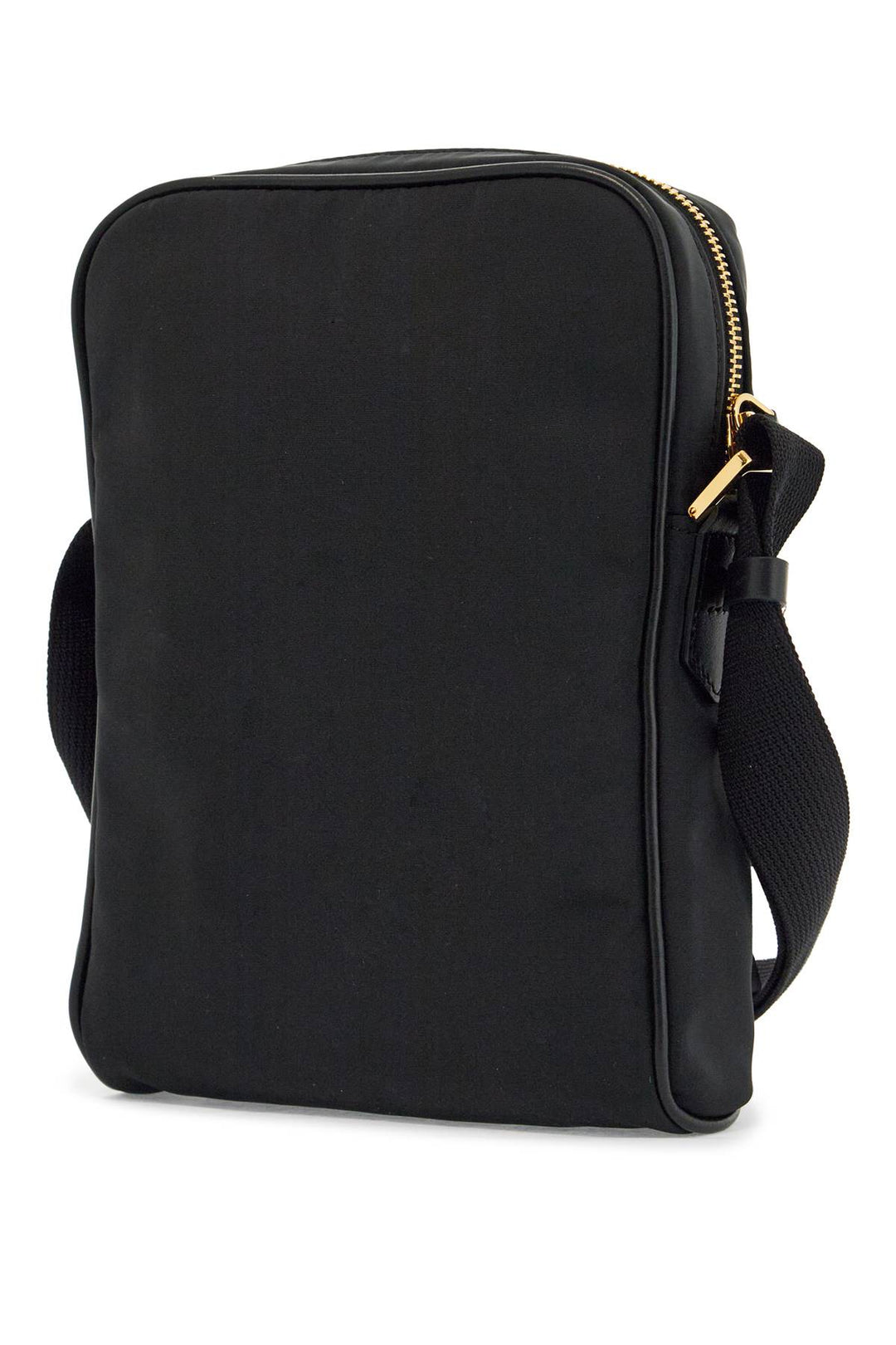 elegant black leather and polyester messenger bag with adjustable shoulder strap-1