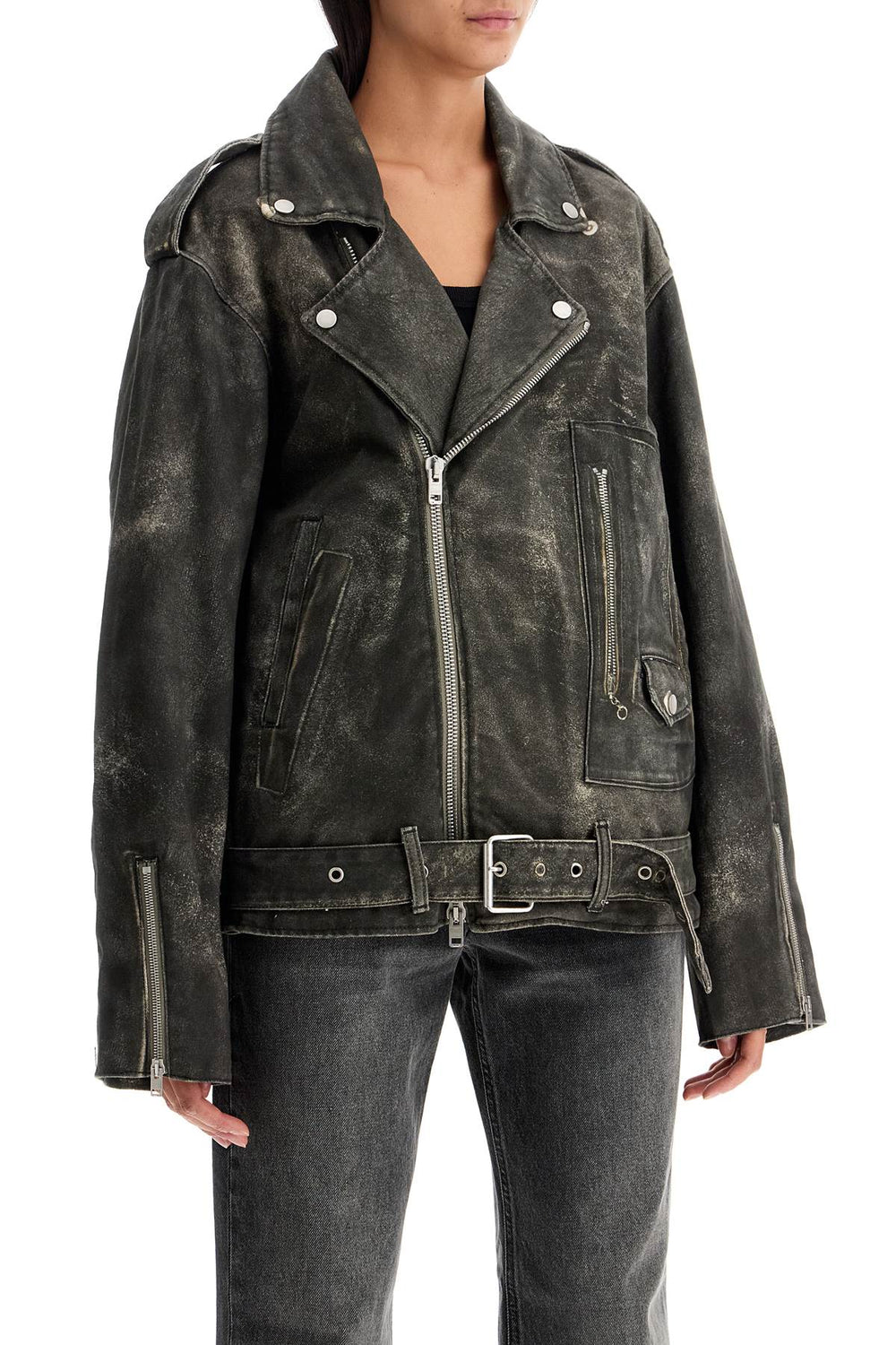 lee's faux leather biker jacket with-1