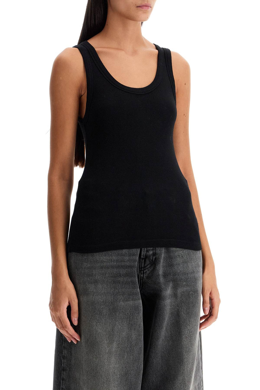 ribbed sleeveless top with-1