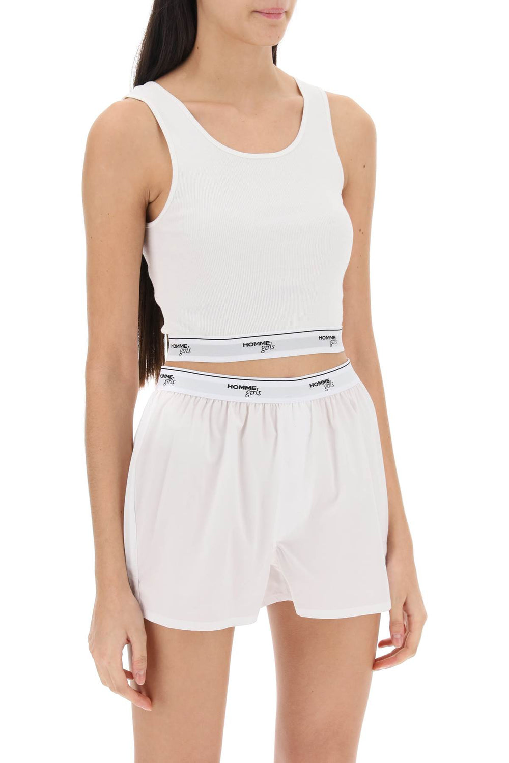 cotton crop top with logo band-1