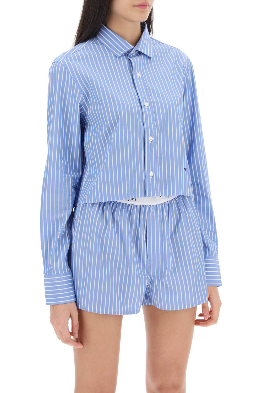 cropped striped poplin shirt-1