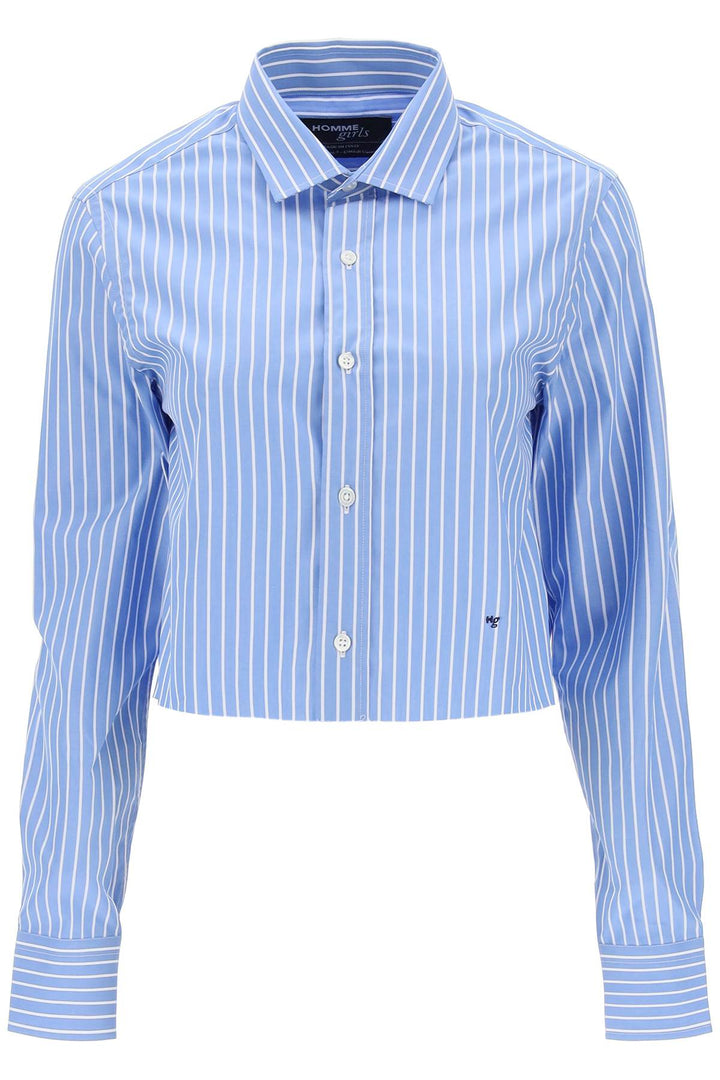 cropped striped poplin shirt-0