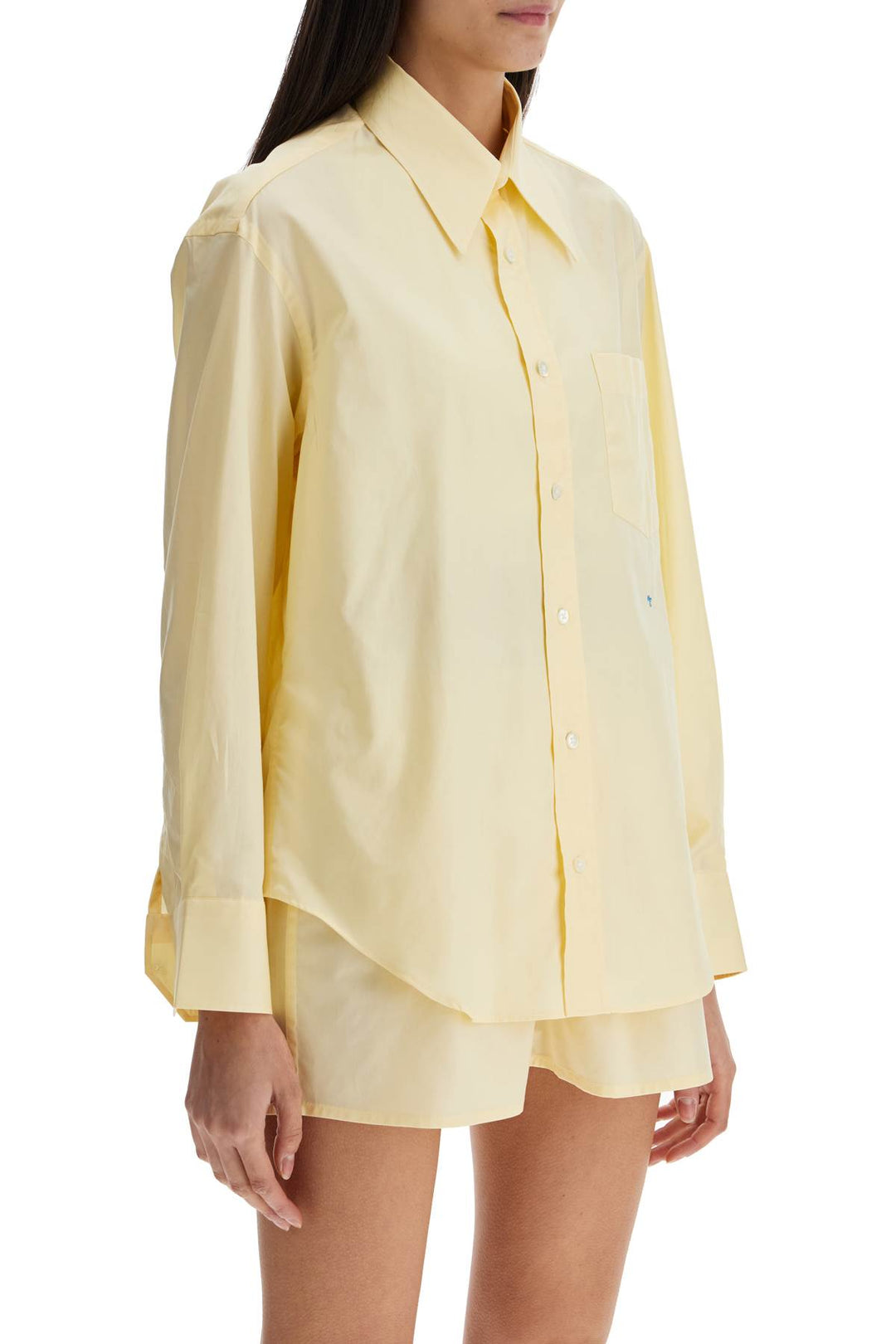 pale yellow cotton 70's style women's shirt-1