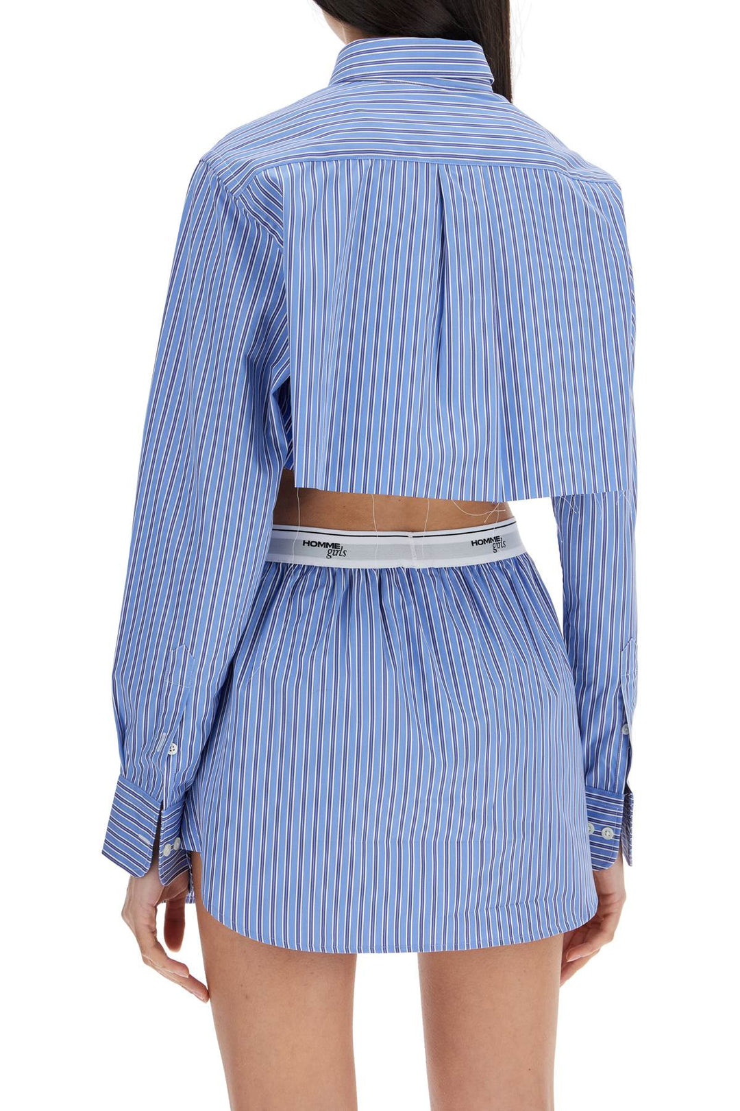 super cropped blue striped cotton shirt-2