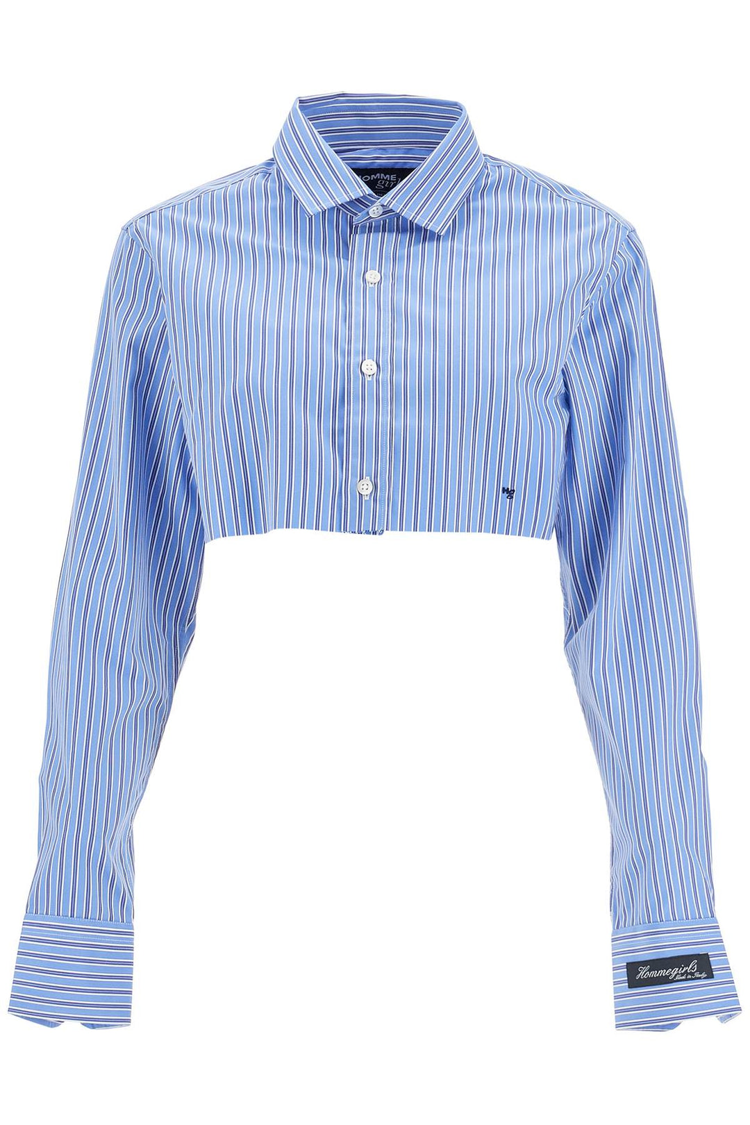 super cropped blue striped cotton shirt-0