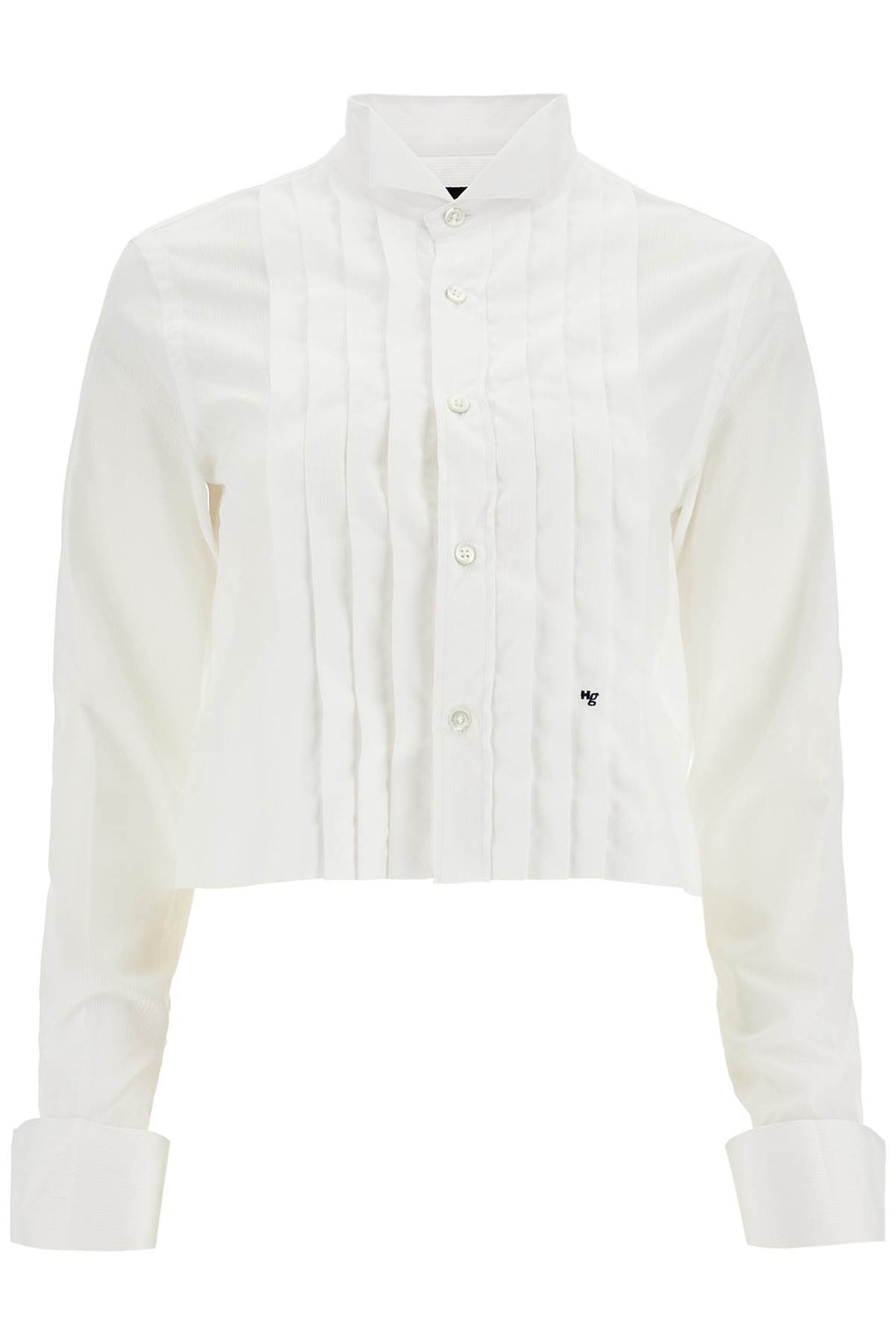 white cropped tuxedo shirt with wide neckline-0