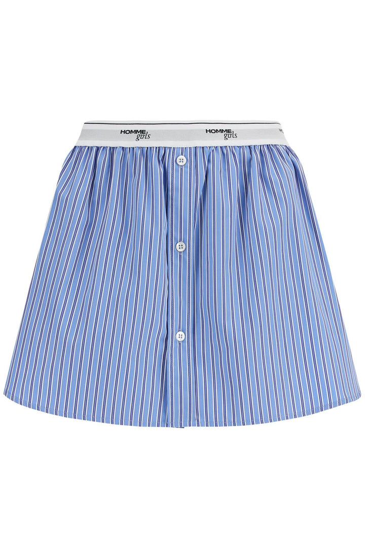 blue striped mini skirt-0