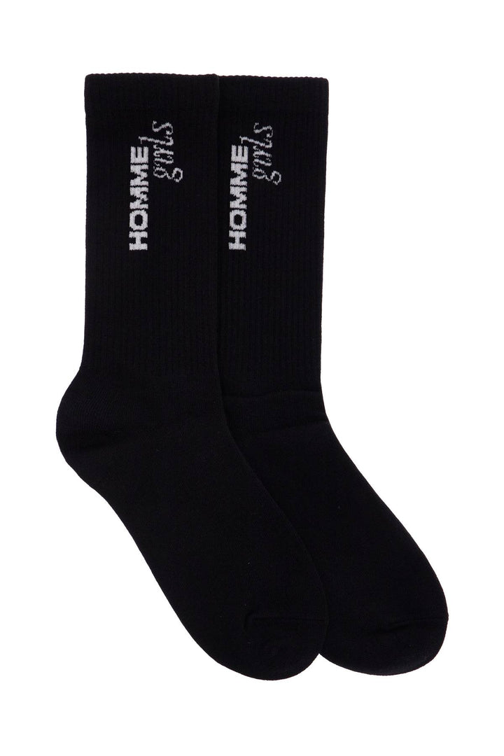 black medium cotton socks pack of 3 with embroidered logo-1