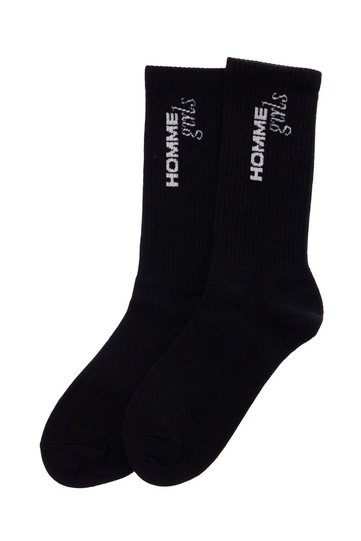 black medium cotton socks pack of 3 with embroidered logo-2