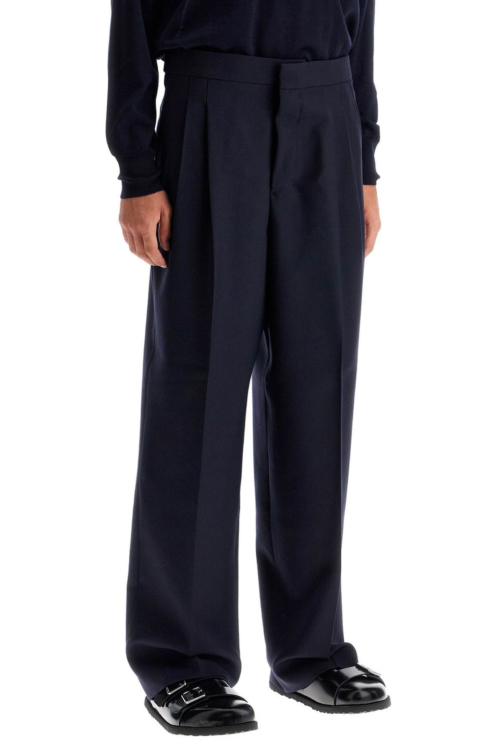 large fit wool gabardine trousers-1