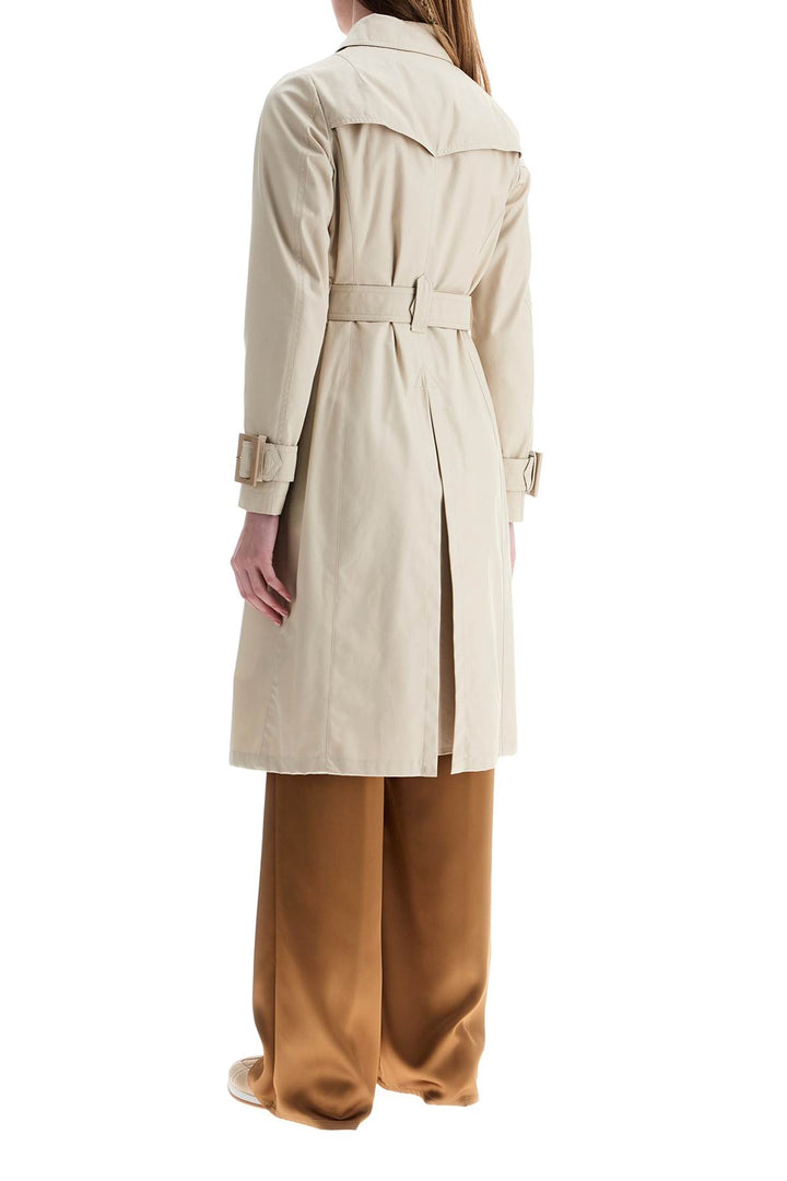 beige cotton double-breasted trench coat with adjustable sleeves-2