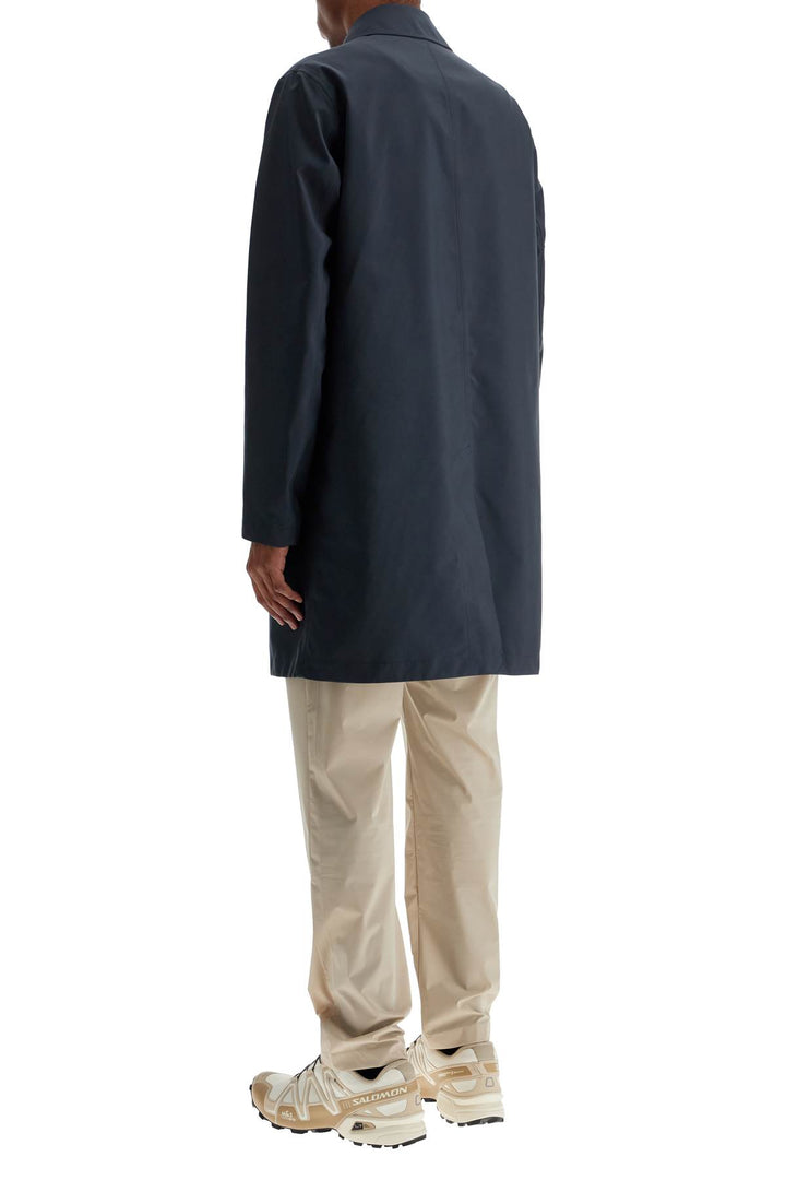 long blue waterproof coat in high-quality polyester with buttons-2