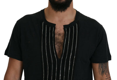 Dsquared² Black Chain Embellished Cotton Short Sleeve T-shirt