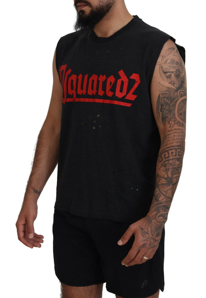 Dsquared² Black Cotton Sleeveless Crewneck Tank T-shirt