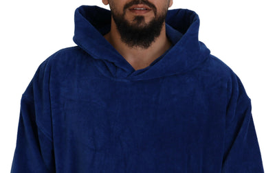 Dsquared² Blue Poncho Men Hooded Beachwear Changing Robe