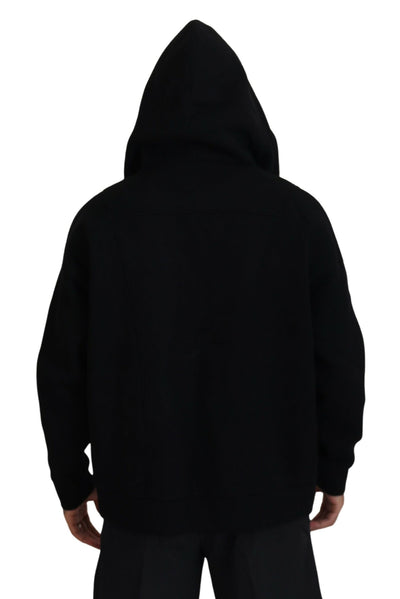 Dsquared² Black Hooded Printed Sleeves Double Zip Sweater