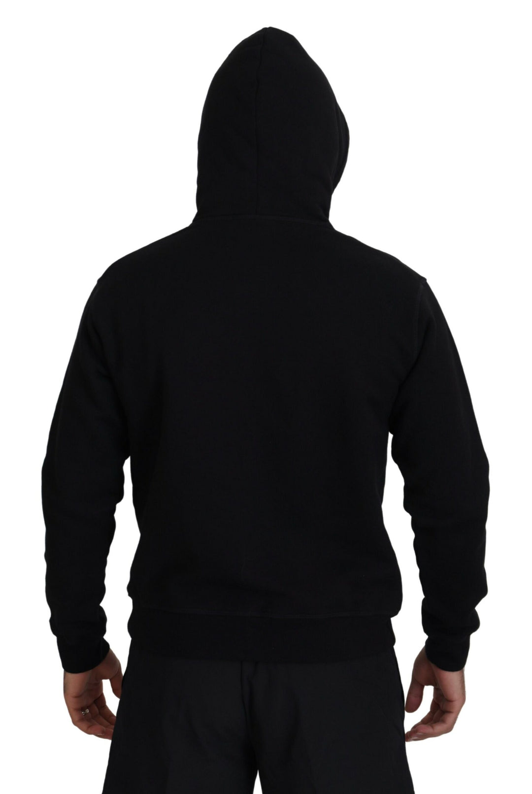 Dsquared² Black Cotton Hooded Printed Men Pullover Sweater