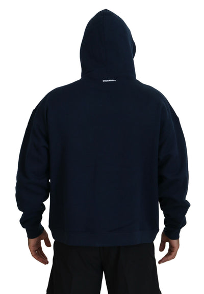 Dsquared² Blue Cotton Hooded Full Zip Men Jacket Sweater