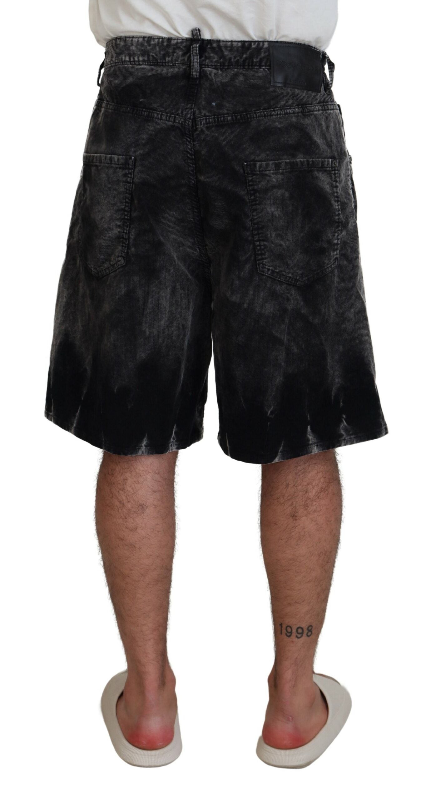 Gray Cotton Corduroy Bermuda Shorts