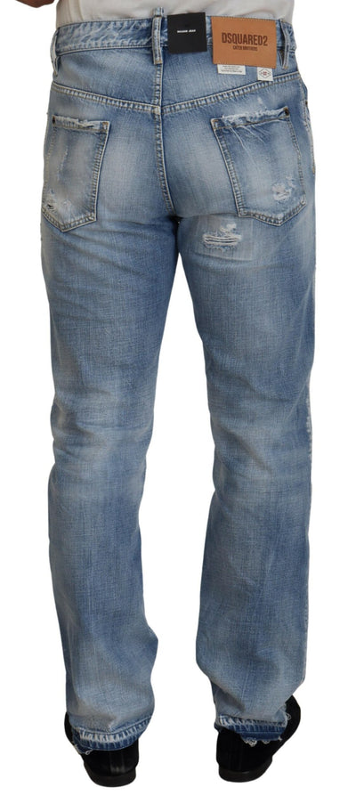 Dsquared² Blue Washed Straight Fit Men Casual Denim Jeans