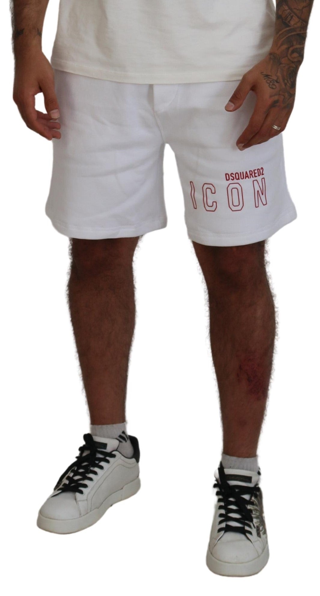 Dsquared² White Printed Pull On Men Casual Bermuda Shorts