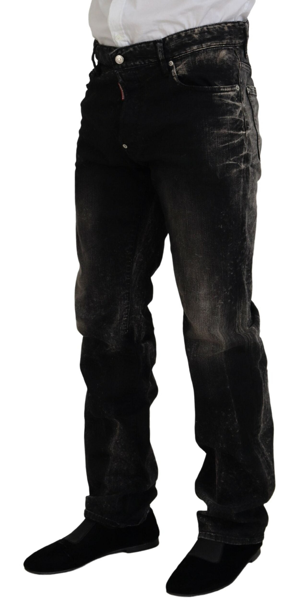 Dsquared² Black Washed Cotton Straight Fit Casual Denim Jeans