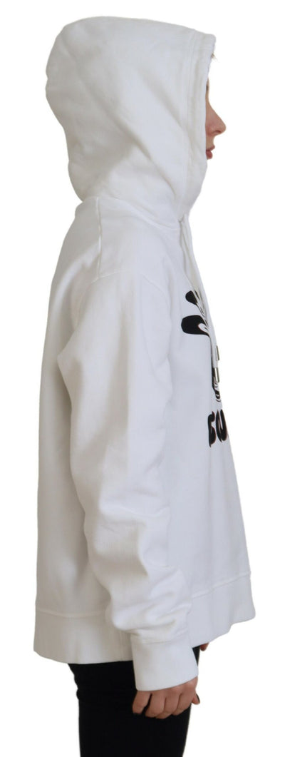 Dsquared² White Logo Animals Print Hooded Long Sleeve Sweater
