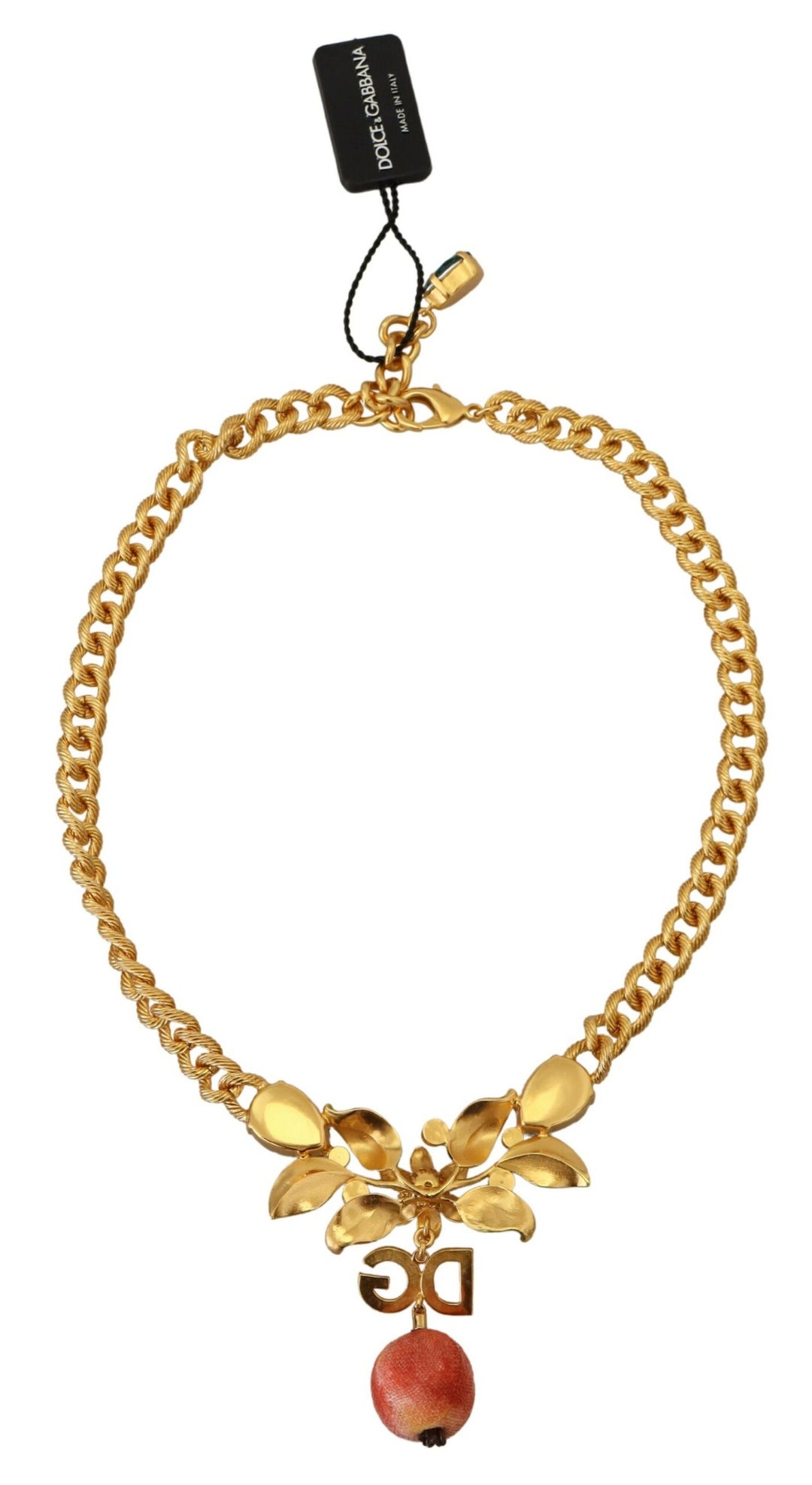 Dolce & Gabbana Elegant Gold-Tone Floral Fruit Necklace