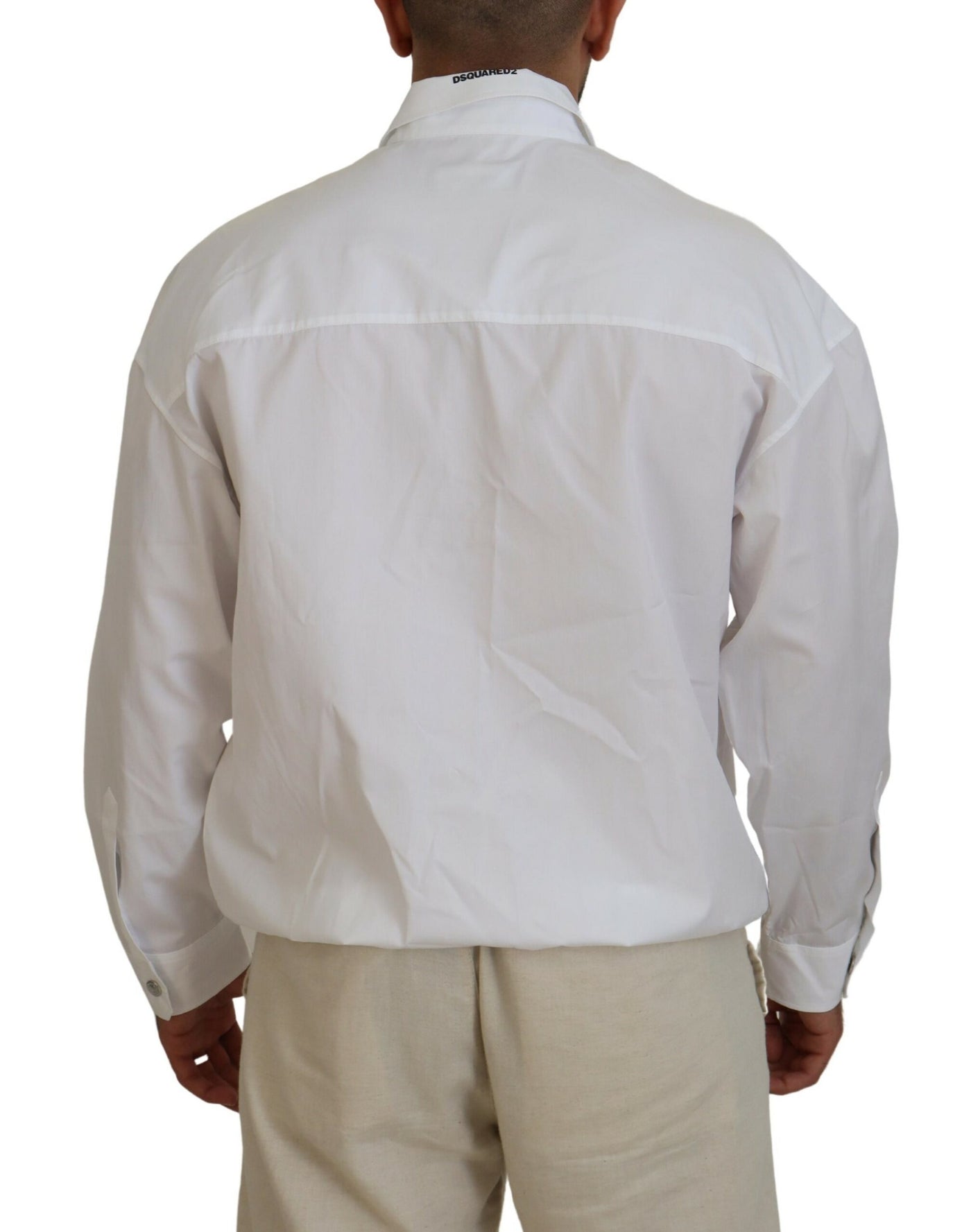 Dsquared² White Cotton Collared Casual Men Long Sleeves Jacket