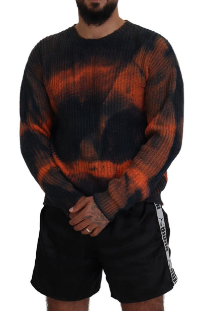 Dsquared² Black Orange Cotton Tie Dye Men Pullover Sweater