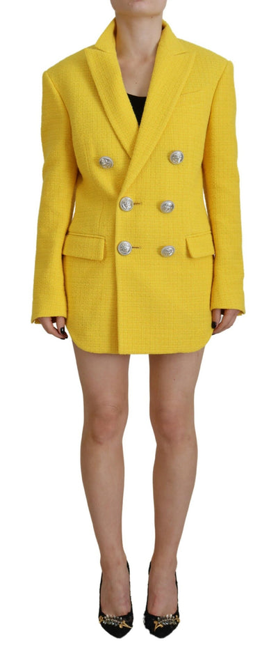 Dsquared² Yellow Peak Double Breasted Suit Blazer Short Set