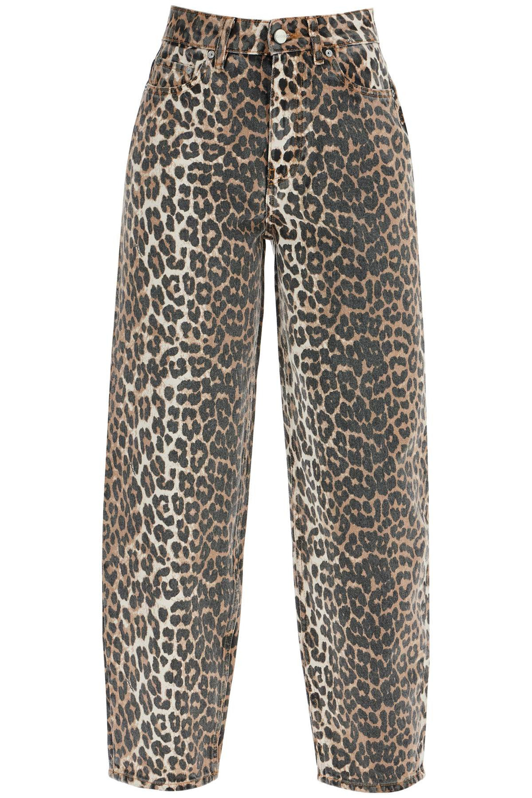 leopard print barrel jeans-0