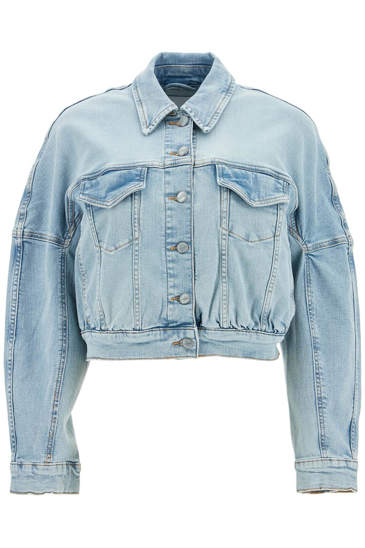 stretch denim bomber jacket in 8-0