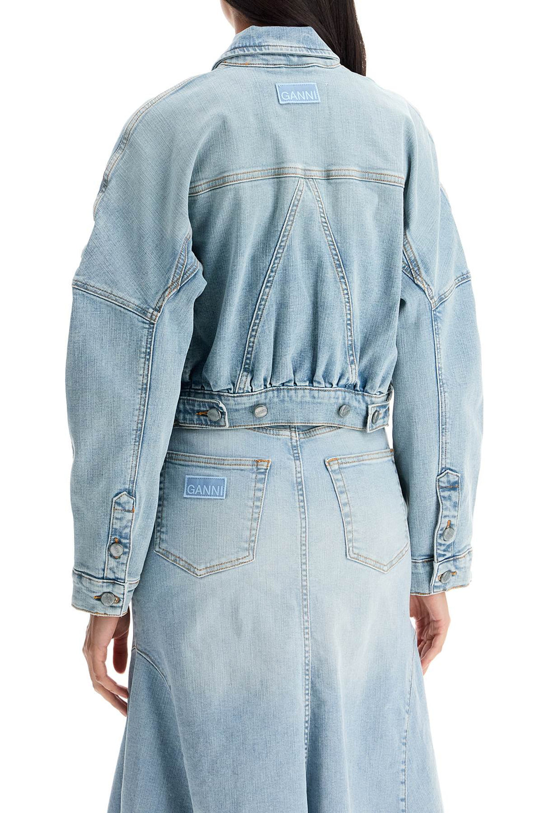 stretch denim bomber jacket in 8-2