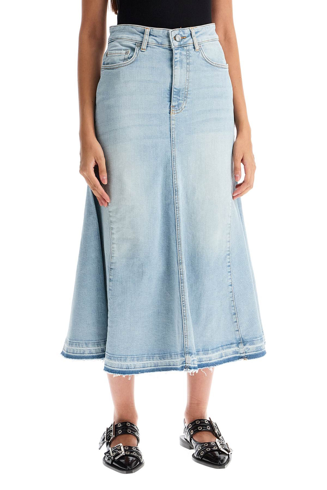 flared denim skirt.-1